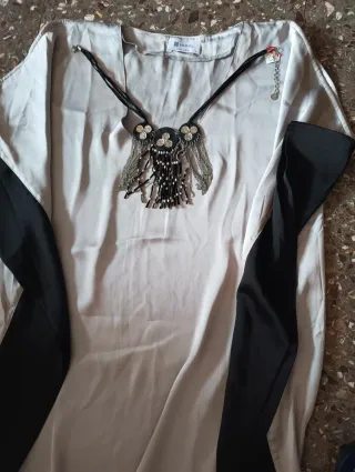 Vestido fiesta gris y negro talla única