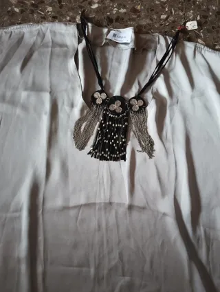 Vestido fiesta gris y negro talla única