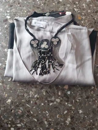 Vestido fiesta gris y negro talla única