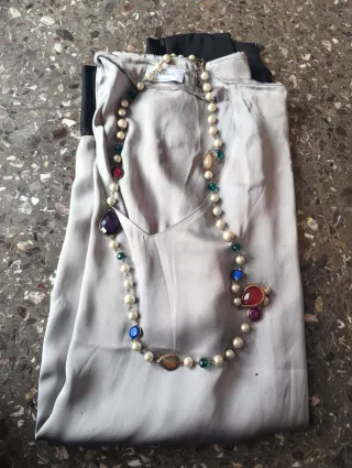 Vestido fiesta gris y negro talla única