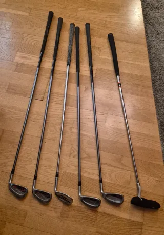 Carro de golf + bolsa Boomerang + palos y pelotas