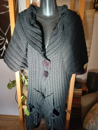 Chaleco-Capa Lana Negro Talla 42