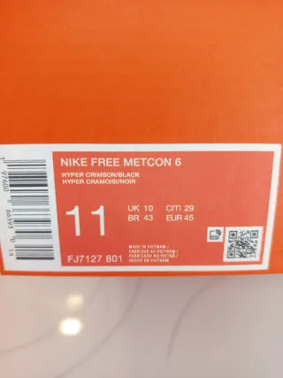 Nike Free Metcon 6 T40'5 45 Naranja/Negro