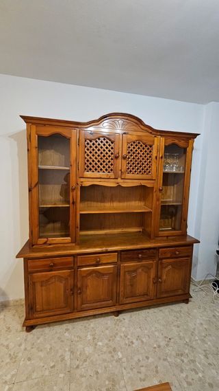 Aparador Vitrina Provenzal Madera y Cristal