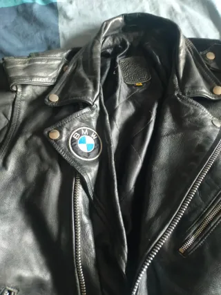 Chaqueta Cuero Cruzada Vintage BMW Talla L