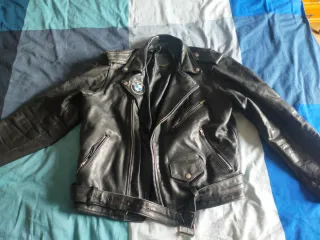 Chaqueta Cuero Cruzada Vintage BMW Talla L