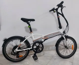 Bicicleta Eléctrica Plegable B'Twin Blanca