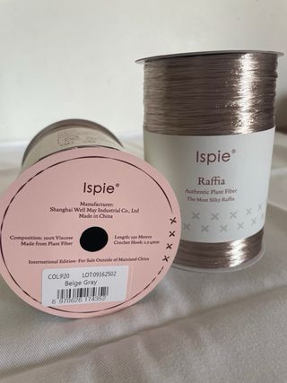 2 gomitoli rafia naturale Ispie beige grigio