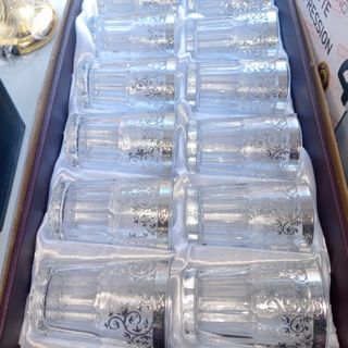 Set 12 Vasos Té Diseño Plata