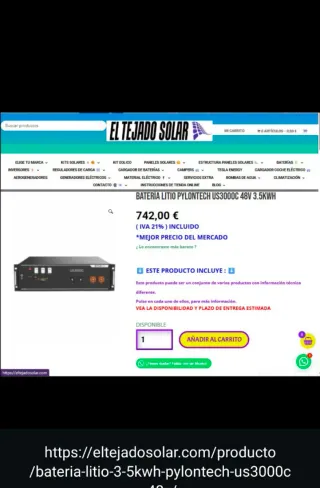 Batería Litio Pylontech US3000 48V