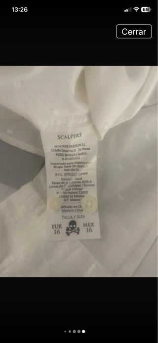 Camisa Scalpers niño talla 16, original