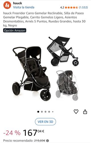 Carrito gemelar Hauck Freerider Negro