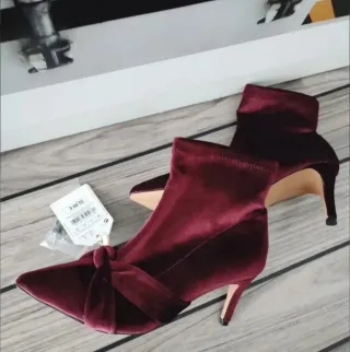 Botines terciopelo burdeos talla 38