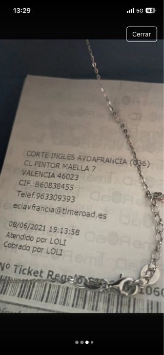 Cadena y colgante de clave de sol de plata, nuevo