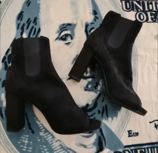 Botines Peep Toe Tacón Negro Talla 38