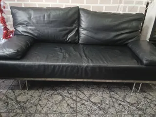 Sofá 3 plazas cuero negro