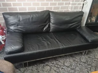 Sofá 3 plazas cuero negro