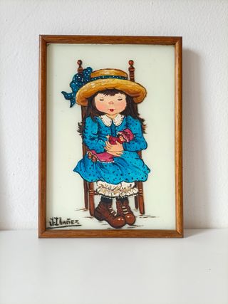 Pareja Cuadros Óleo Cristal Niño Niña