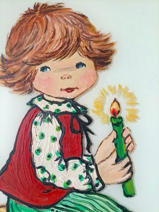 Pareja Cuadros Óleo Cristal Niño Niña