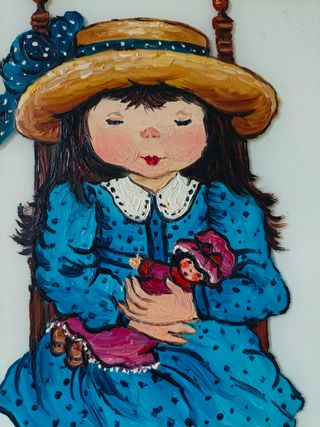 Pareja Cuadros Óleo Cristal Niño Niña