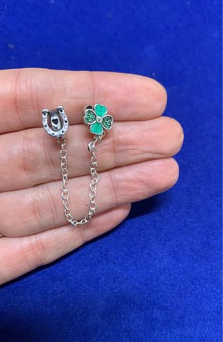 Cadena seguridad trébol herradura pulsera pandora