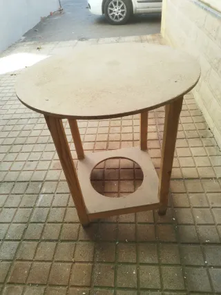 Mesa camilla  brasero estufa redonda de madera