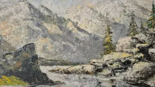 Cuadro Pintura Montaña Nevada Paisaje