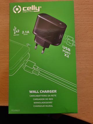 Caricabatterie da muro Celly TCUSB22