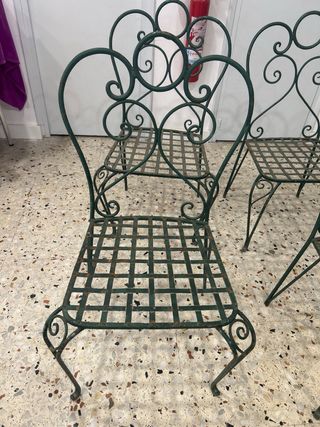 Conjunto 4 Sillas Forja Jardín Verdes