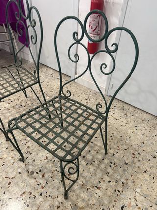 Conjunto 4 Sillas Forja Jardín Verdes