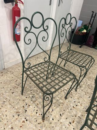 Conjunto 4 Sillas Forja Jardín Verdes