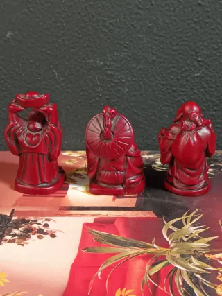 Set 3 Statuine Buddha Felice Rosse