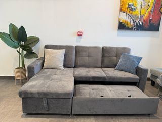 Sofá Cama Chaise Longue Abatible Gris