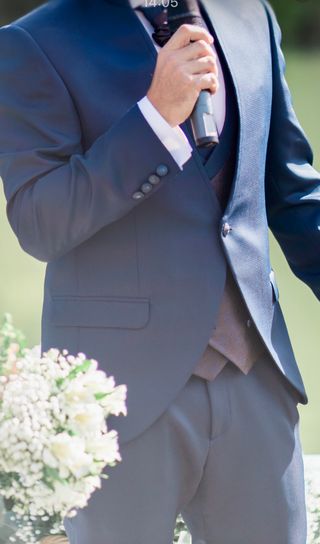 Traje Novio Enzo Romano Talla 52/46 Azul/Marrón