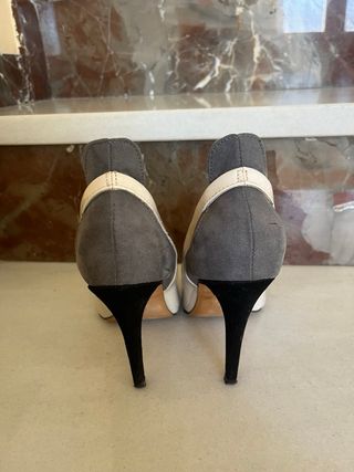 Tacones Zara Charol Ante Beige Gris