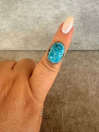 Anillo Plata 925 Escarabajo Turquesa