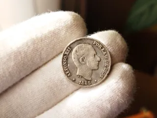 Moneda Plata 10 centavos 1885 Alfonso XII Manila