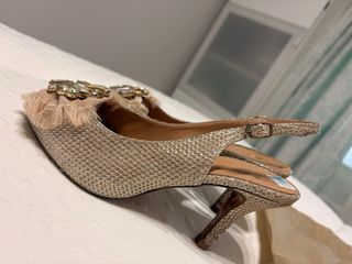 Zapatos Fiesta Ancho Especial Argenta Beige/Oro