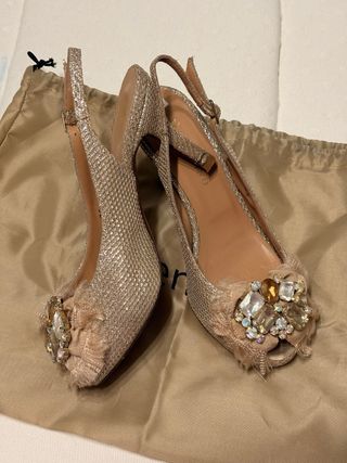 Zapatos Fiesta Ancho Especial Argenta Beige/Oro