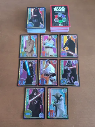 Cartas collecionables + pegatinas de Star Wars