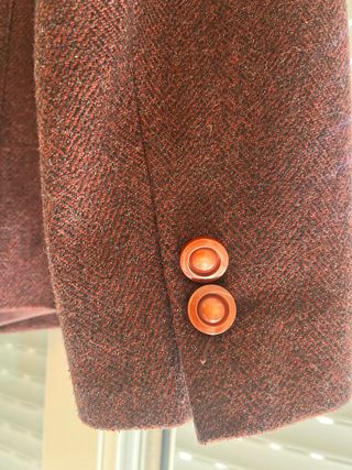 Elegante chaqueta paño cuello piel