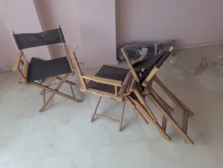 4 Sillas plegables de director (madera y tela)