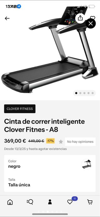 Cinta de correr inteligente Clover Fitnes - A8