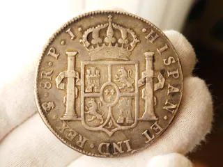 Moneda Plata 8 Reales 1804 Carlos IV Potosí