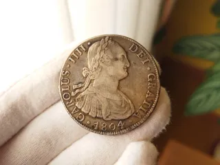 Moneda Plata 8 Reales 1804 Carlos IV Potosí