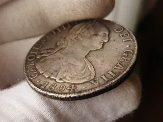 Moneda Plata 8 Reales 1804 Carlos IV Potosí