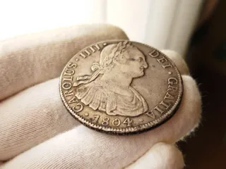 Moneda Plata 8 Reales 1804 Carlos IV Potosí