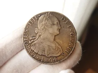 Moneda Plata 8 Reales 1804 Carlos IV Potosí