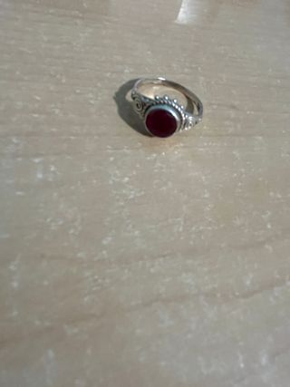 Anillo Plata 925 con Piedra Roja