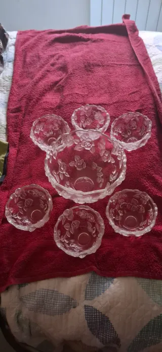 Juego de postre de cristal vintage